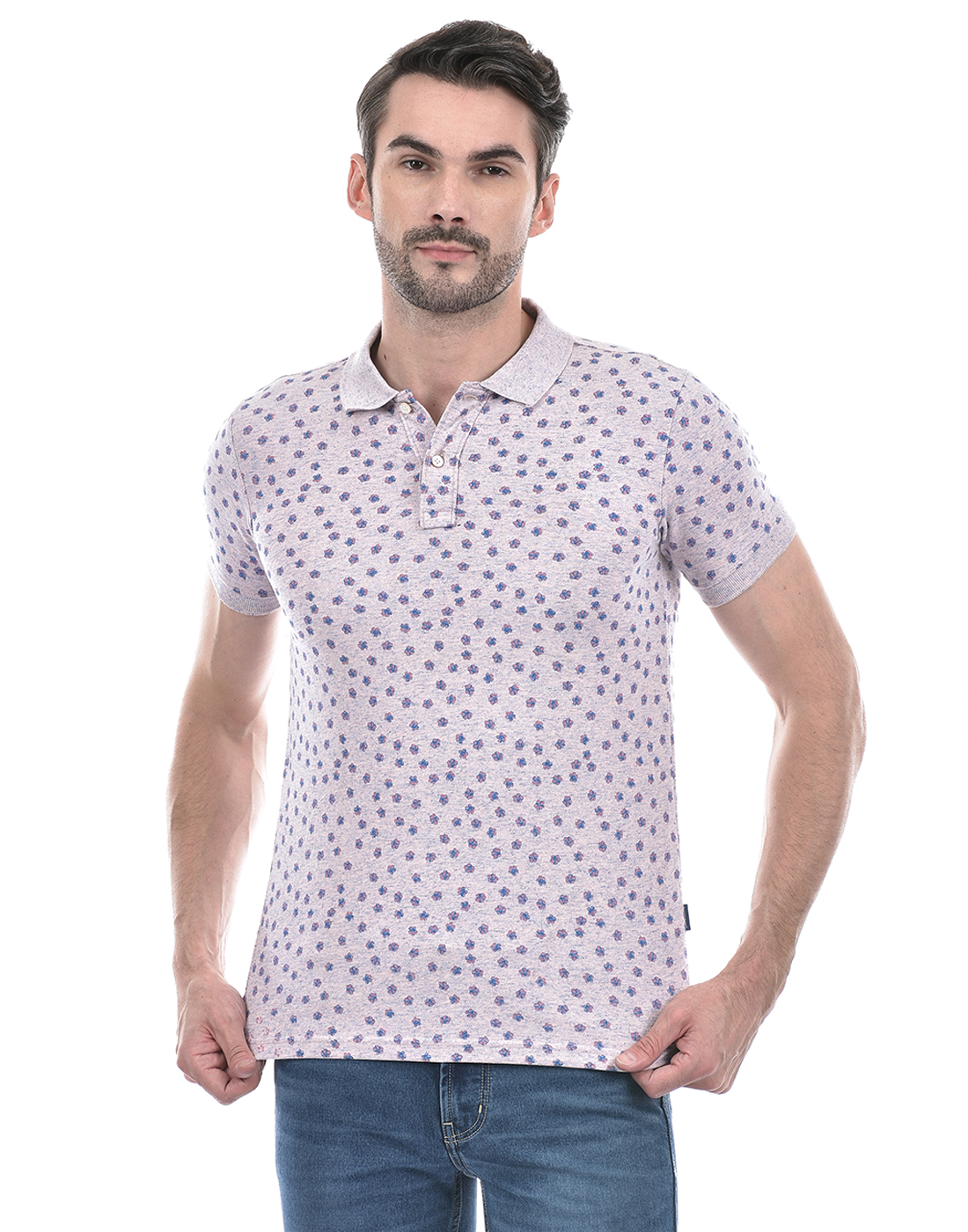 Numero Uno Men Floral Print Pink T-Shirt